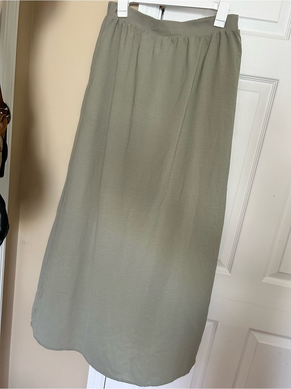 Roolee Olive Green Flowy Maxi Skirt